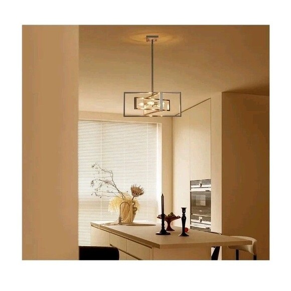 5 Light Modern Brushed Nickel Chandelier 22-in Semi Flush Mount Ceiling Light... - Picture 6 of 10
